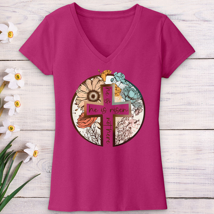 He Is Risen Cross V-Neck Tee