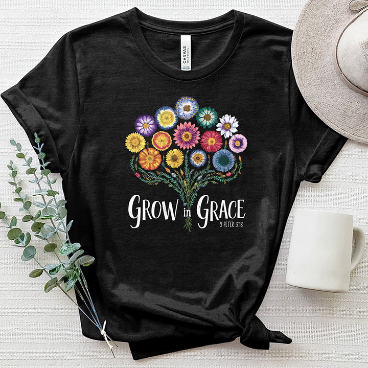 Grow In Grace Floral Bouquet Heathered Tee