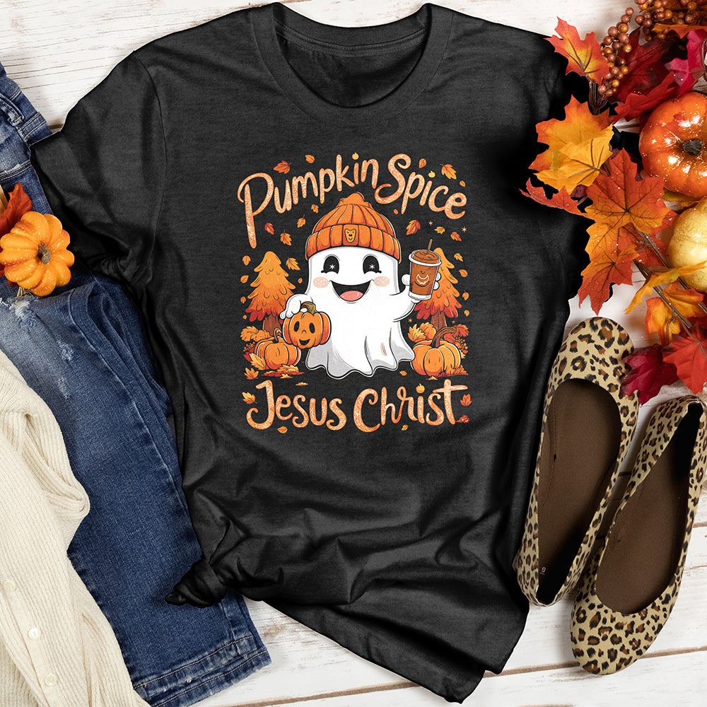 Pumpkin Spice Jesus Christ Ghost Heathered Tee