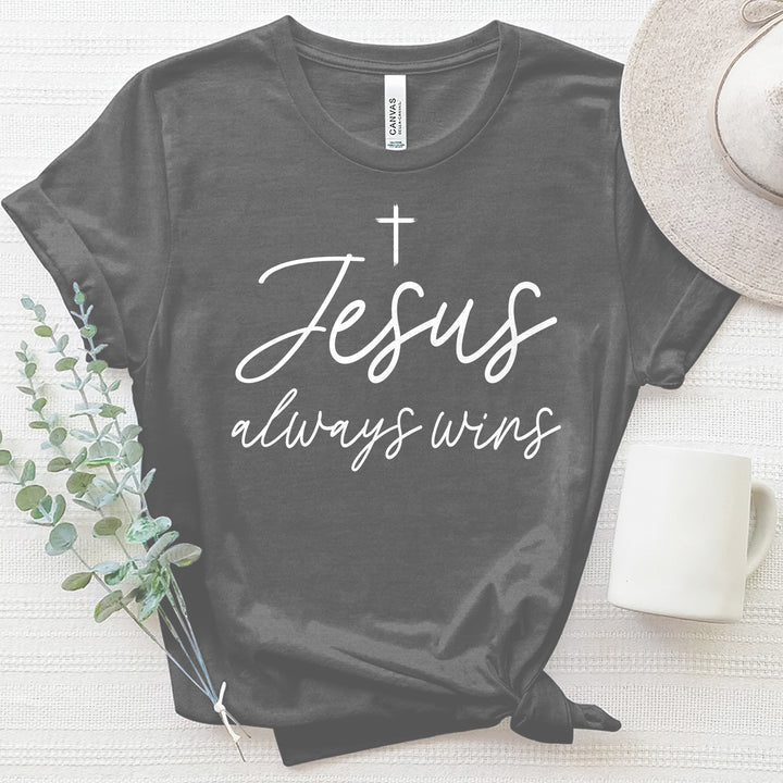 Jesus Always Wins Heathered Tee