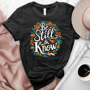 Be Still & Know Colorful Flower Heathered Tee