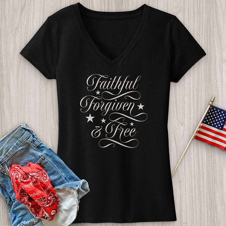 Faithful Forgiven & Free V-Neck Tee