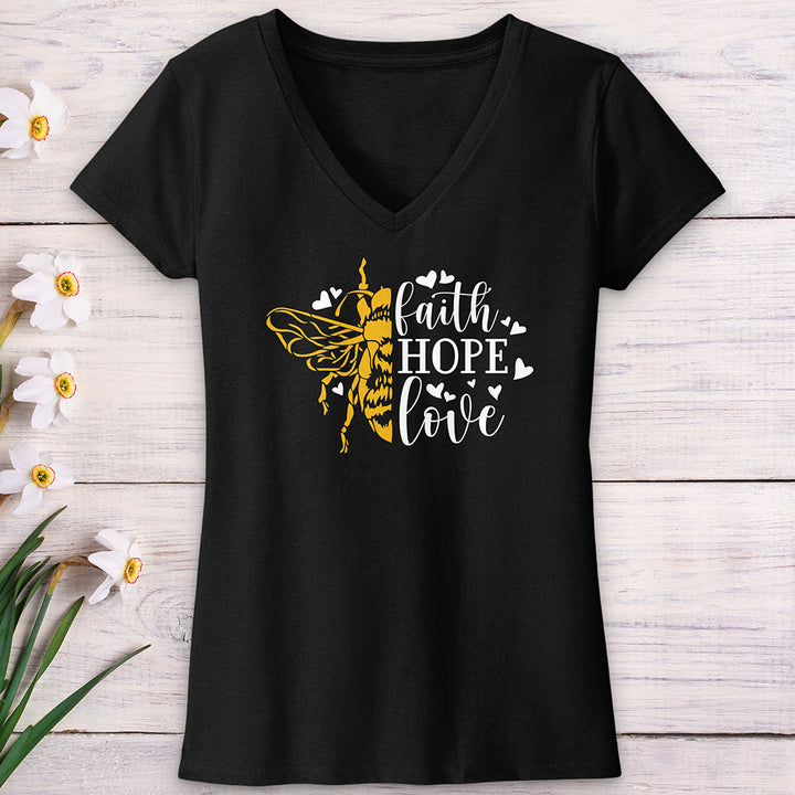 Faith Hope Love Bumble V-Neck Tee