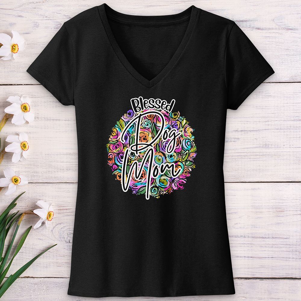 Blessed Dog Mom V-Neck Tee