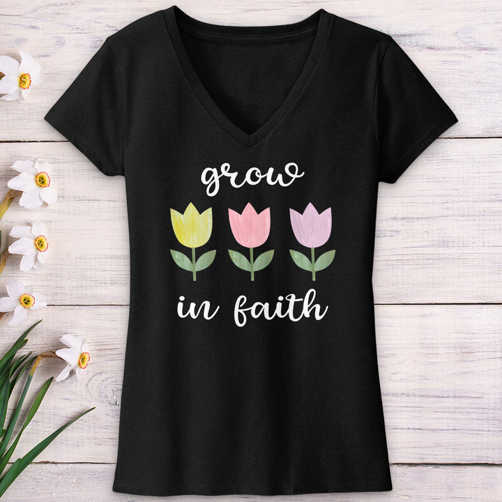 Grow In Faith V-Neck Tee