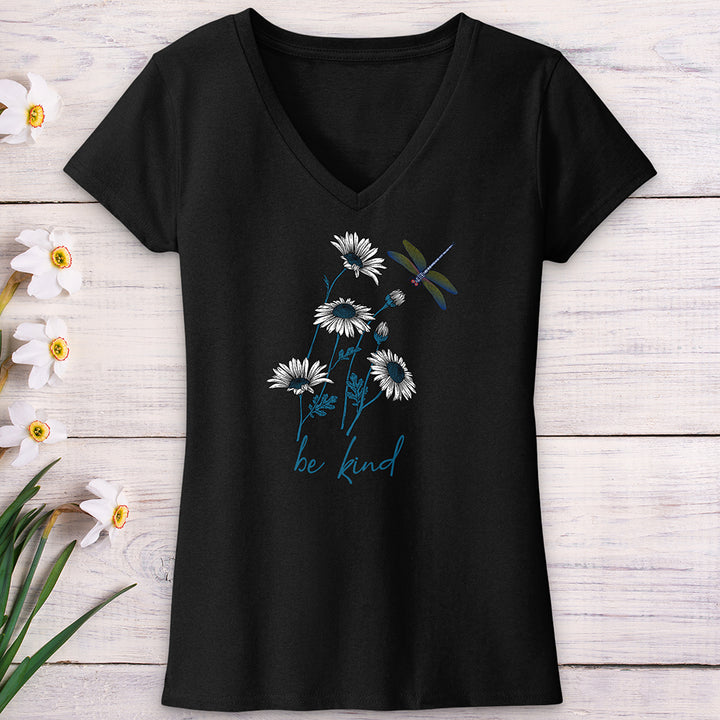 Be Kind daisy Flower V-Neck Tee