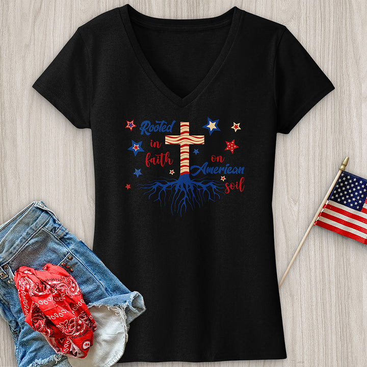 Rooted In Faith American Soil V-Neck Tee