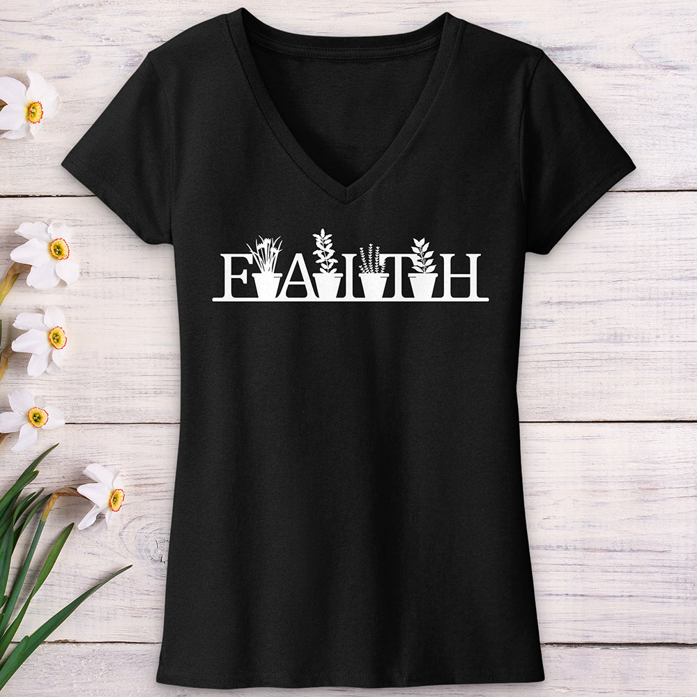 Faith Garden Letters V-Neck Tee