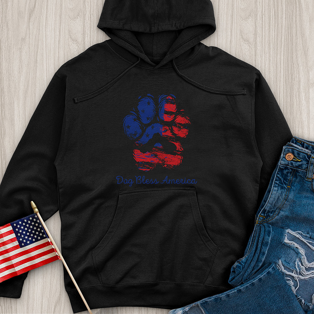 Dog Bless America Midweight Hooded Sweatshirt