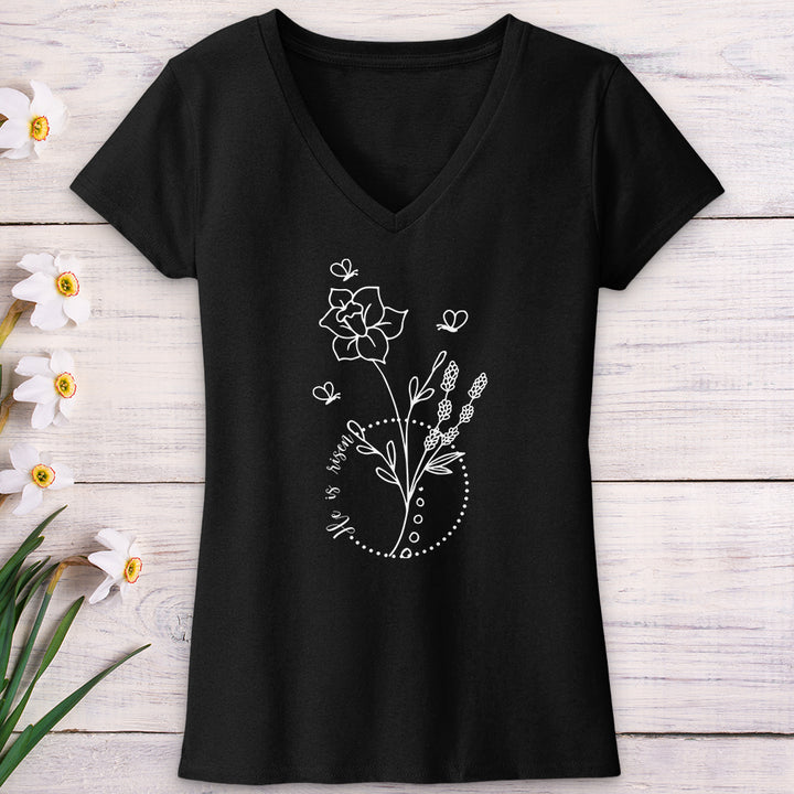 He Is Risen Bees V-Neck Tee