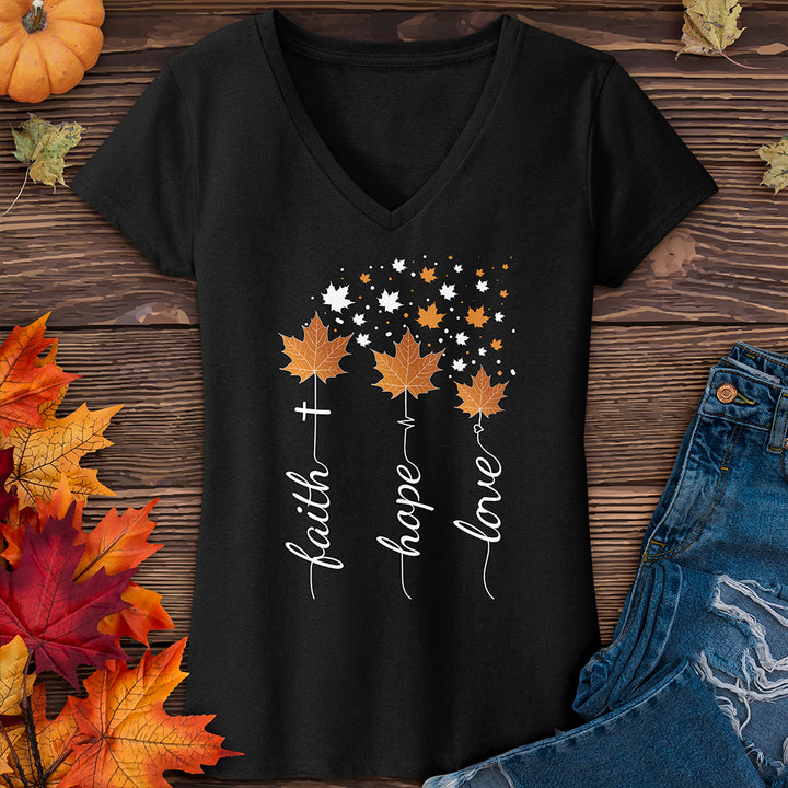 Faith Hope Love Autumn V-Neck Tee