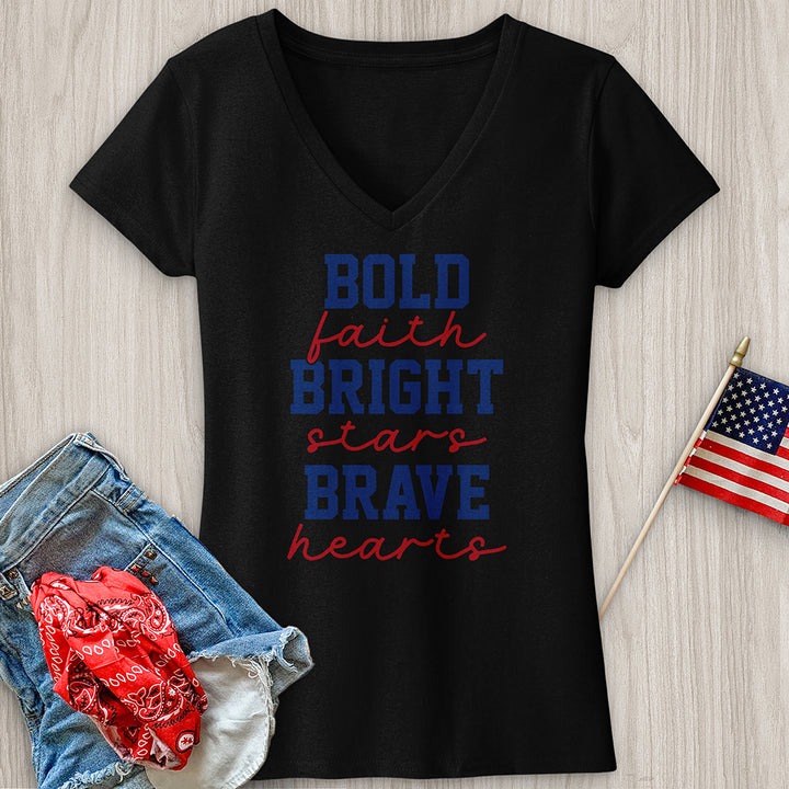 Bold Faith Bright Stars V-Neck Tee