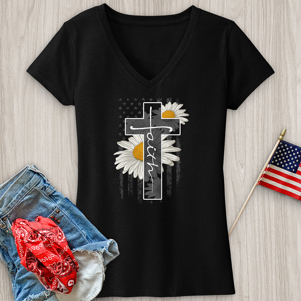 Faith Flag V-Neck Tee