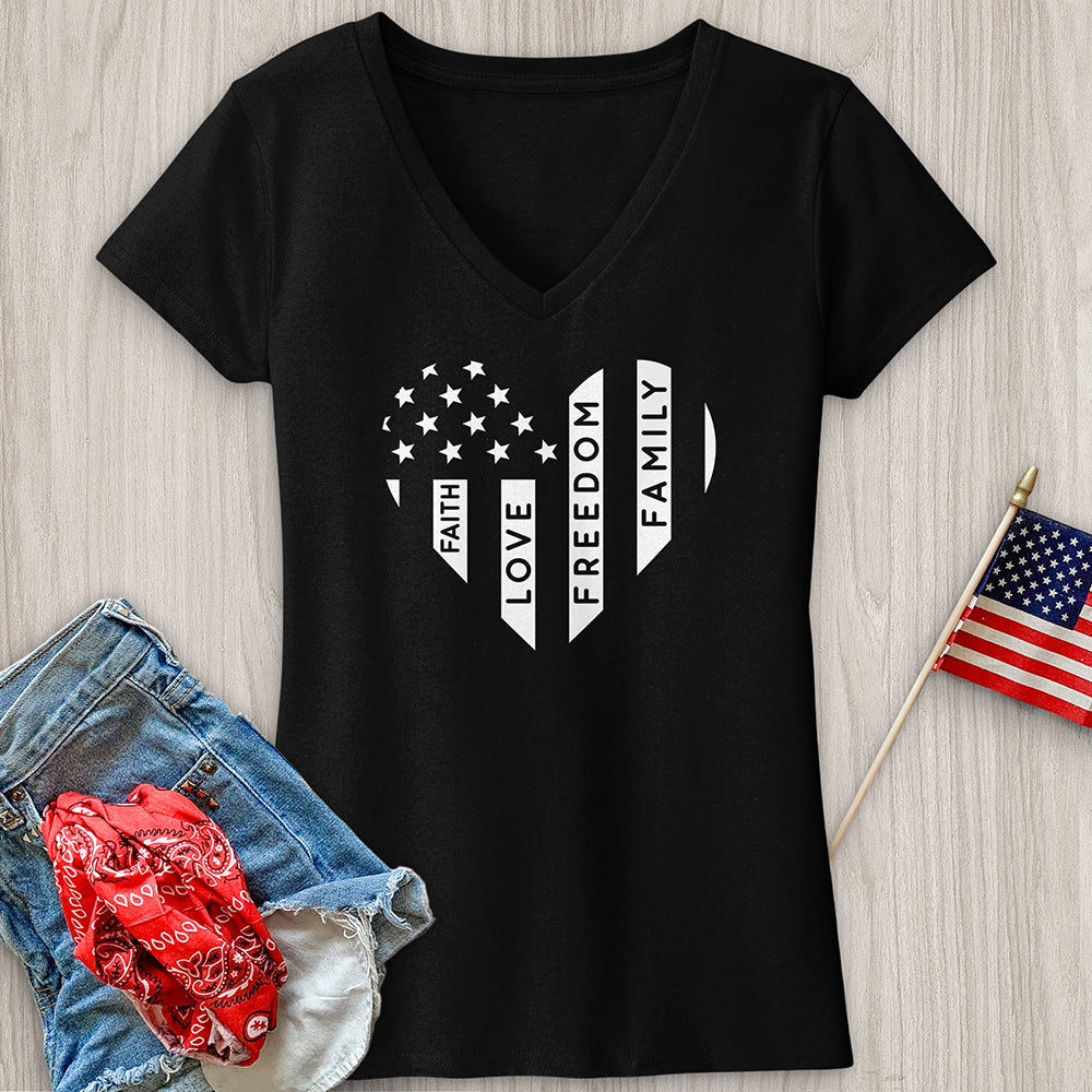 Faith Love Freedom Family V-Neck Tee