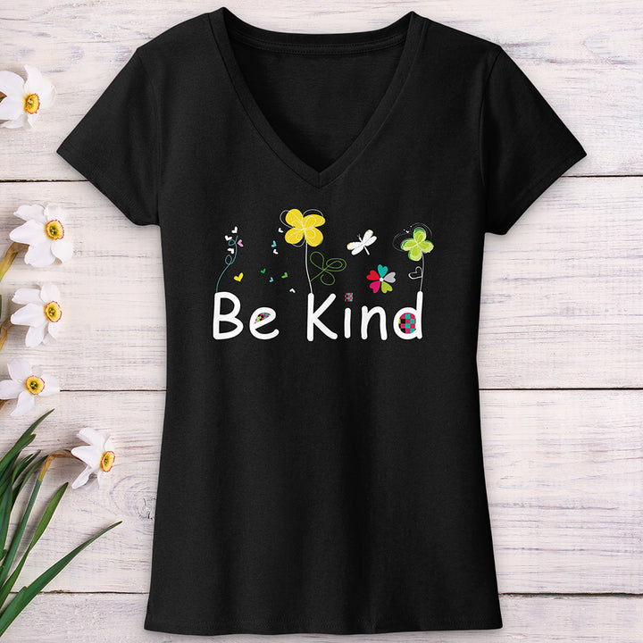 Be Kind Spring Garden V-Neck Tee