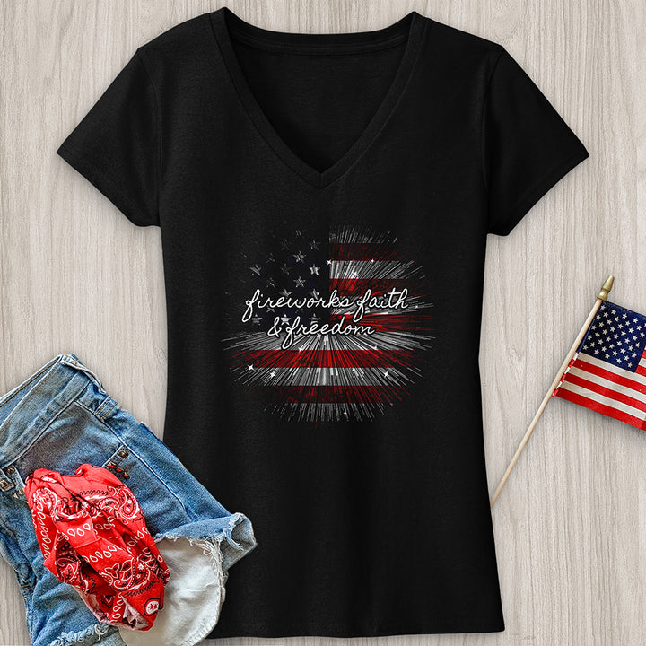 Fireworks Faith & Freedom V2 V-Neck Tee