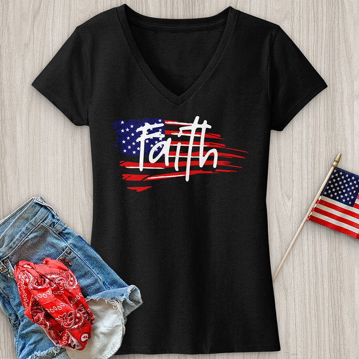 Faith Flag V-Neck Tee