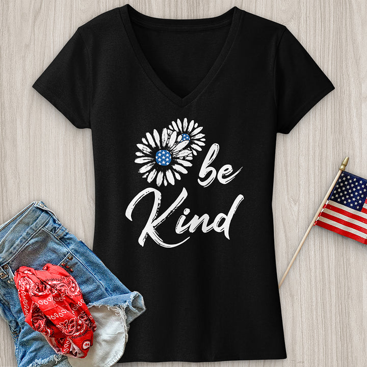 Be Kind Patriotic V-Neck Tee