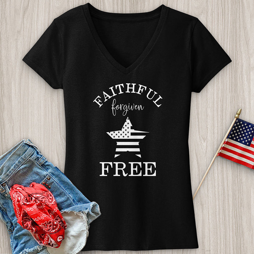 Faithful Forgiven StarFaithful Forgiven Star V-Neck Tee