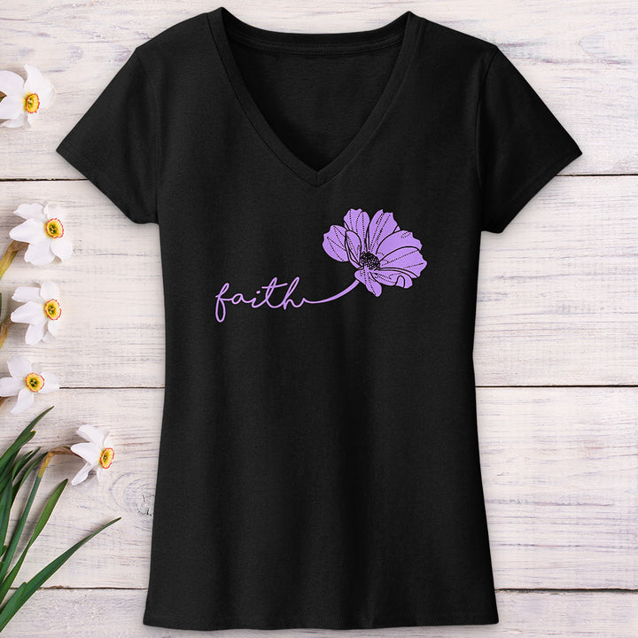 Faith Purple Flower V-Neck Tee