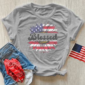 Blessed American Sunflower Heathered Tee