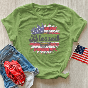 Blessed American Sunflower Heathered Tee