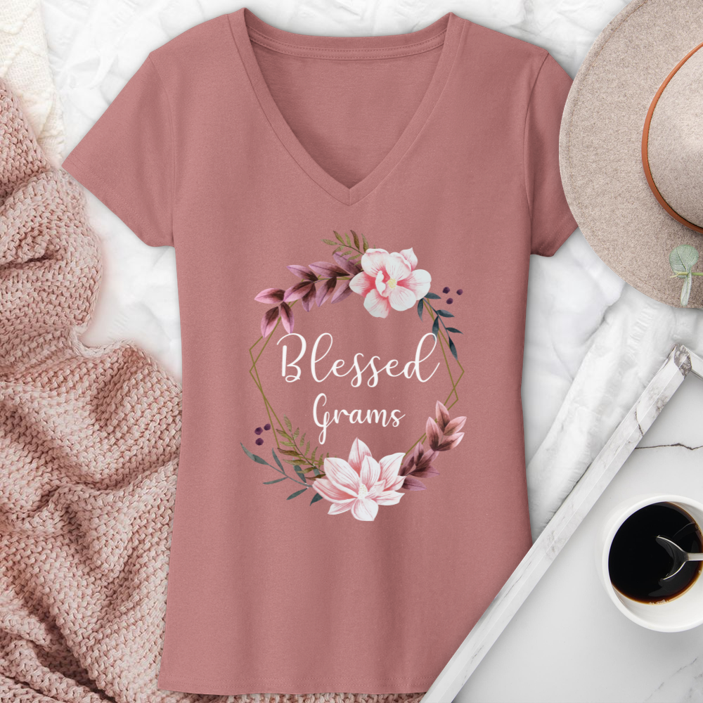 Blessed Grams V-Neck Tee