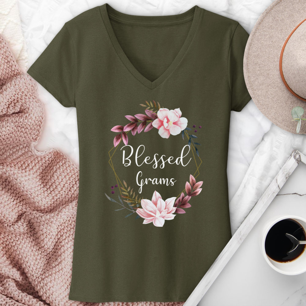 Blessed Grams V-Neck Tee