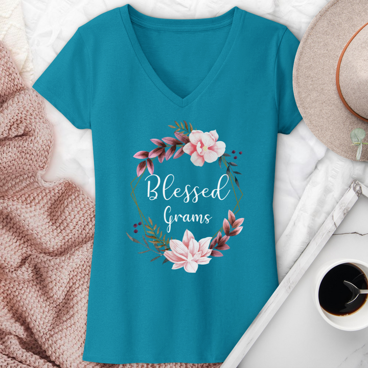 Blessed Grams V-Neck Tee