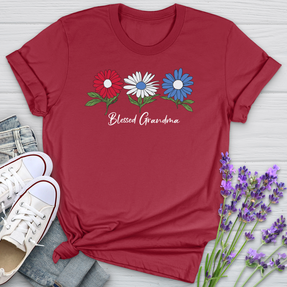 Blessed Grandma Flowers Softstyle Tee