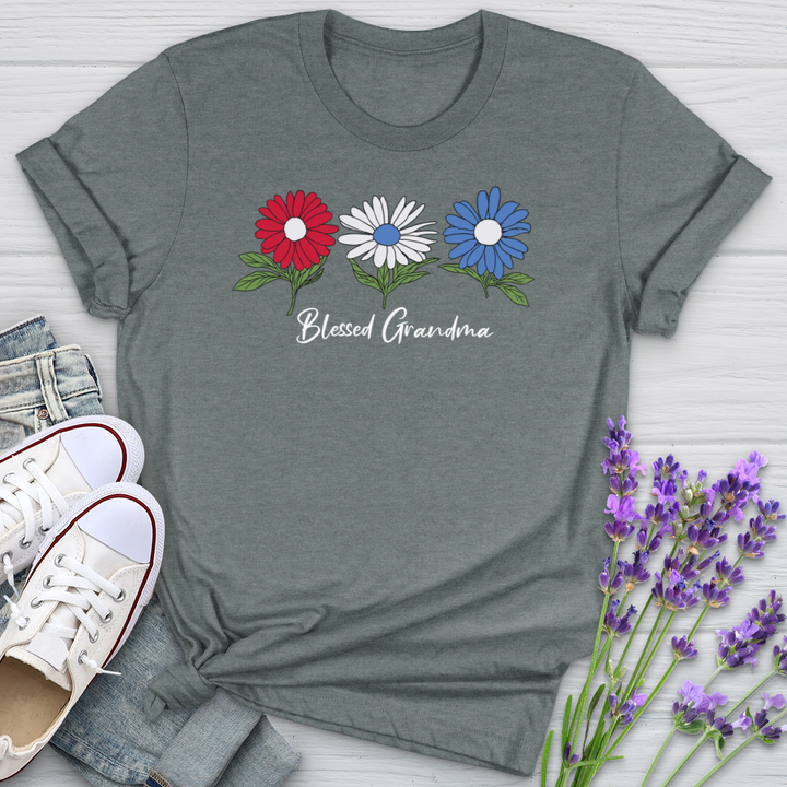 Blessed Grandma Flowers Softstyle Tee