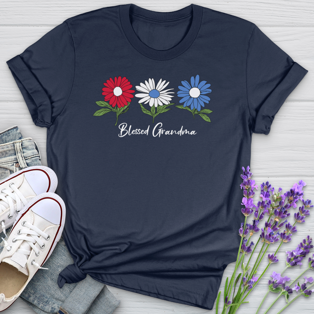 Blessed Grandma Flowers Softstyle Tee
