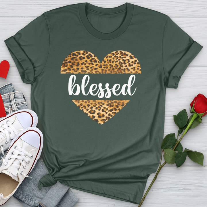 Blessed Leopard Heart Softstyle Tee