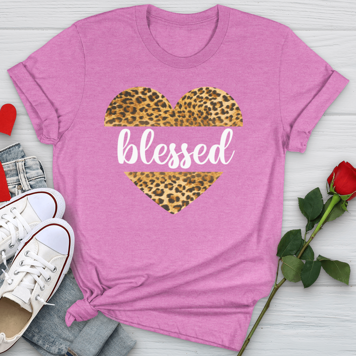 Blessed Leopard Heart Softstyle Tee