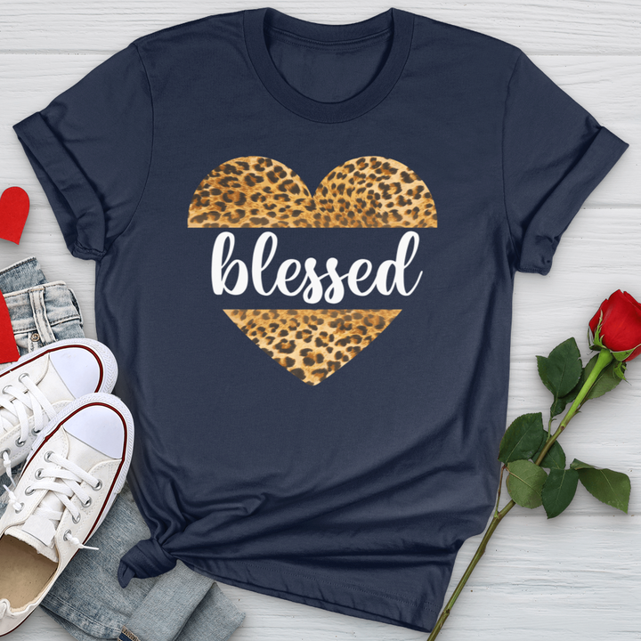 Blessed Leopard Heart Softstyle Tee