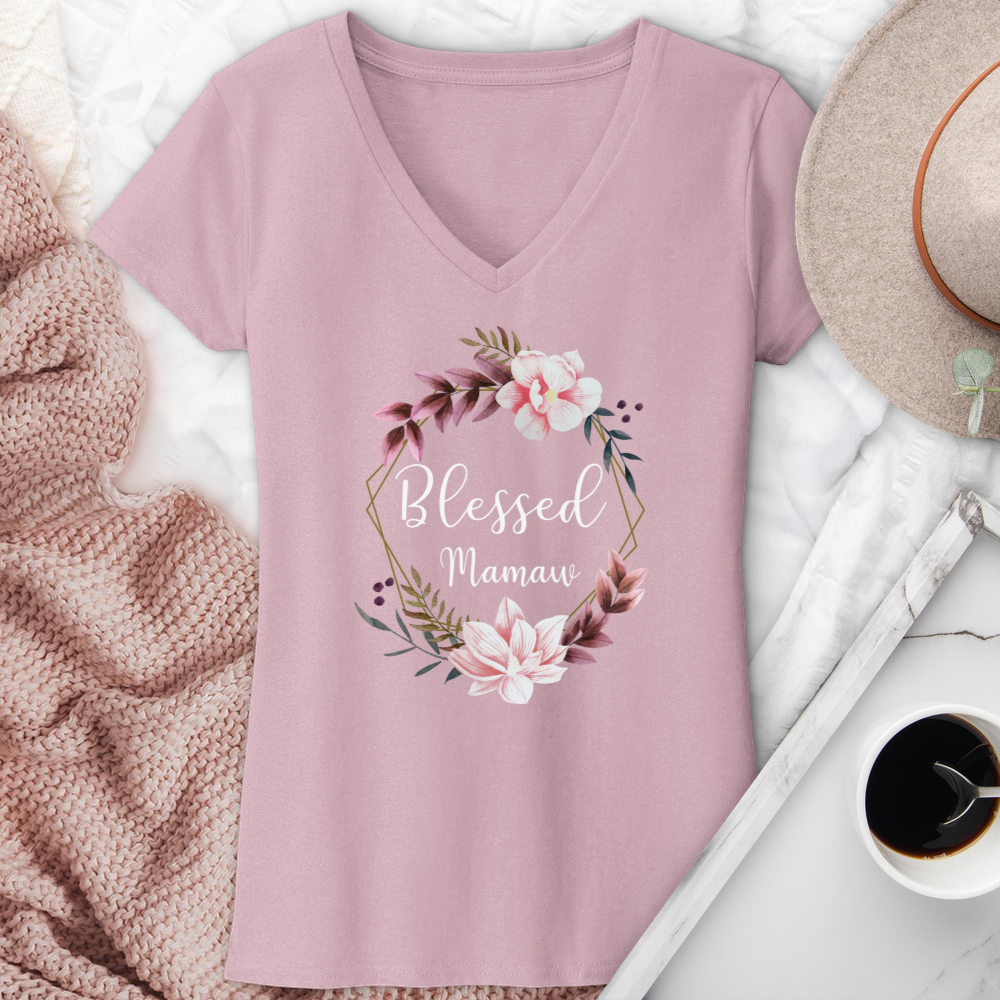 Blessed Mamaw V-Neck Tee