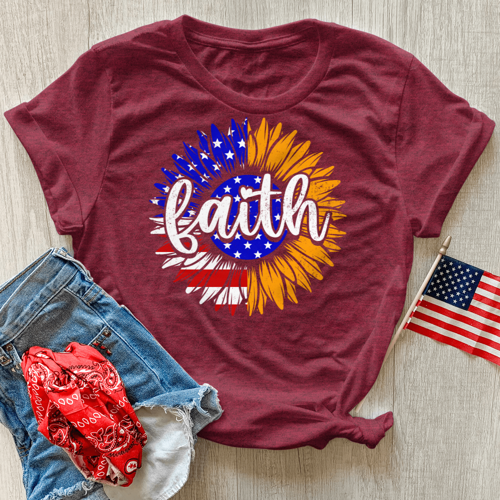 Faith Sunflower America Heathered Tee