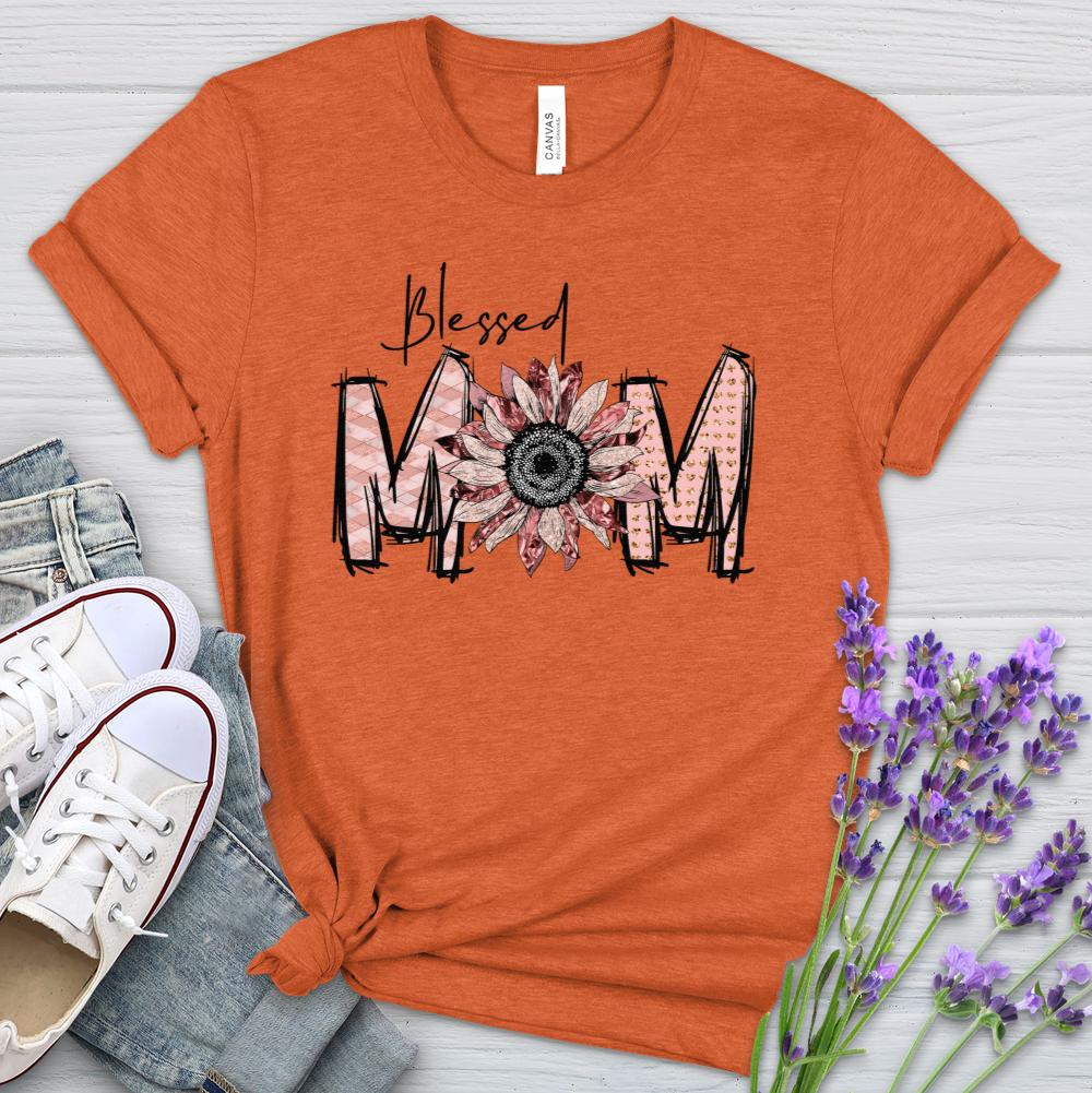 Blessed Mom Pink Heathered Tee