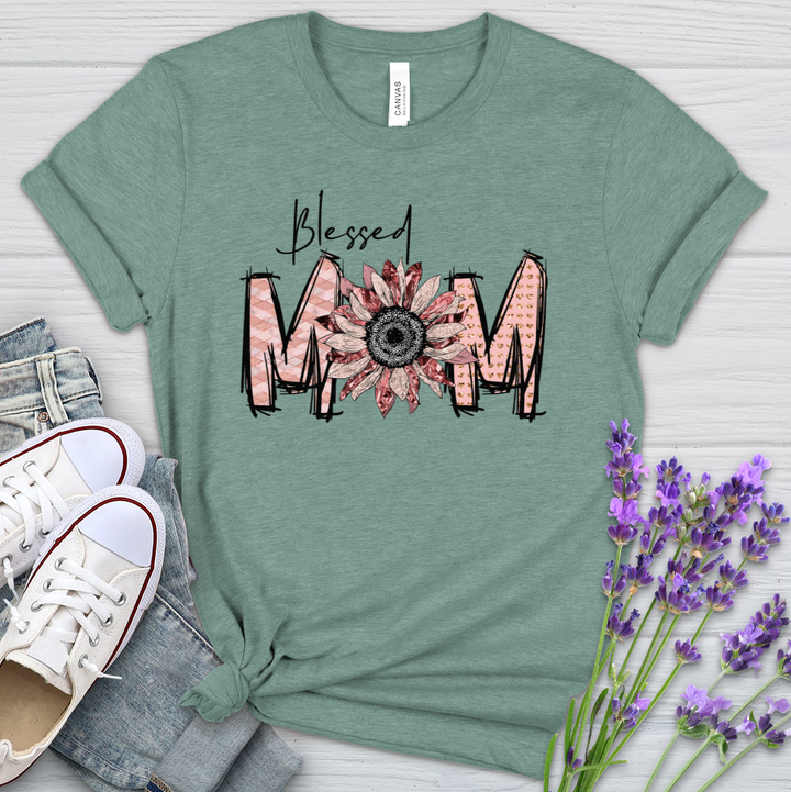 Blessed Mom Pink Heathered Tee