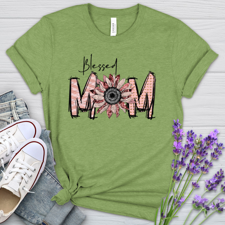 Blessed Mom Pink Heathered Tee