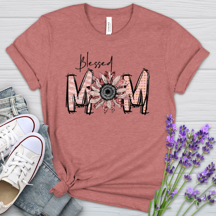 Blessed Mom Pink Heathered Tee