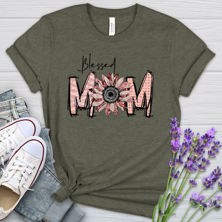 Blessed Mom Pink Heathered Tee