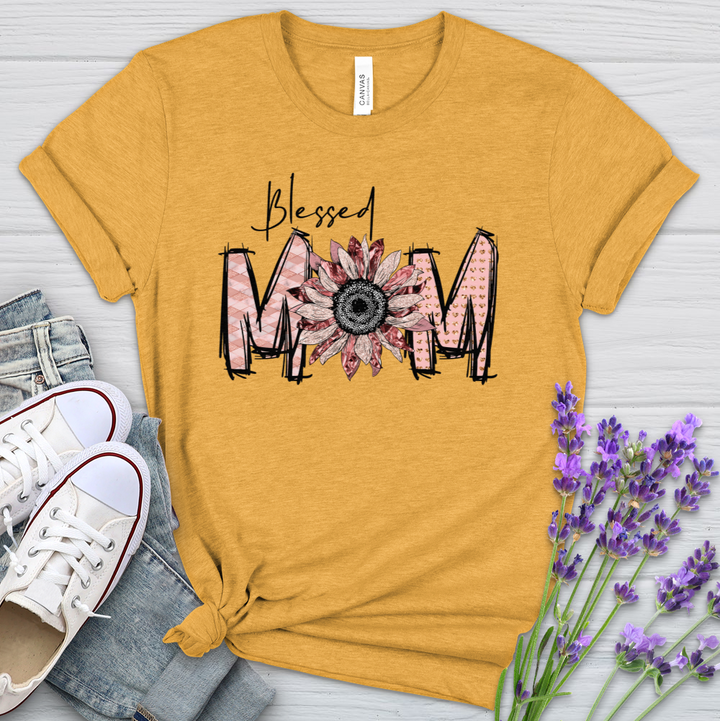 Blessed Mom Pink Heathered Tee