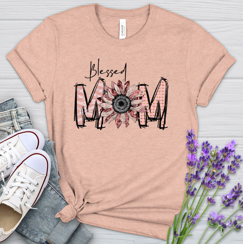 Blessed Mom Pink Heathered Tee