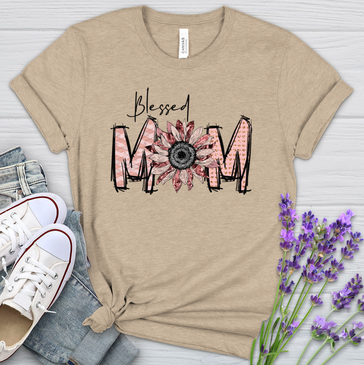 Blessed Mom Pink Heathered Tee