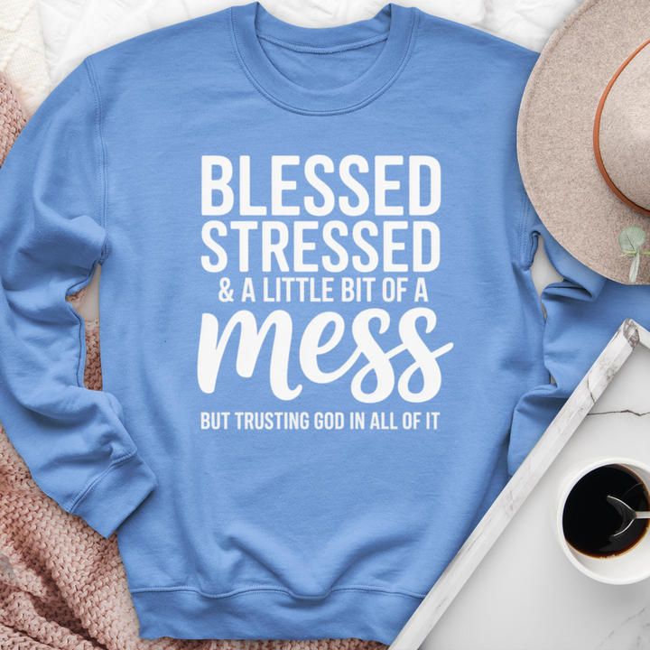 Blessed Stressed & A Little Bit Of A Mess Crewneck