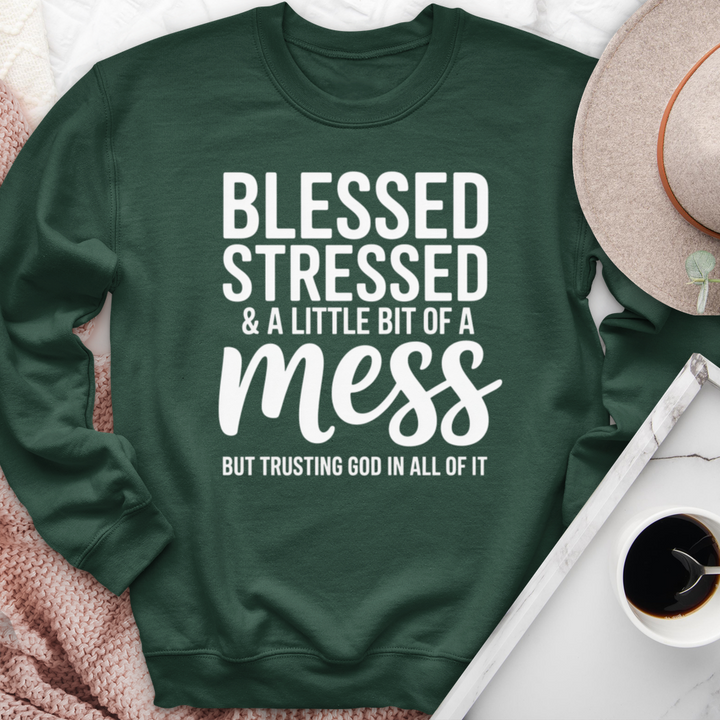 Blessed Stressed & A Little Bit Of A Mess Crewneck