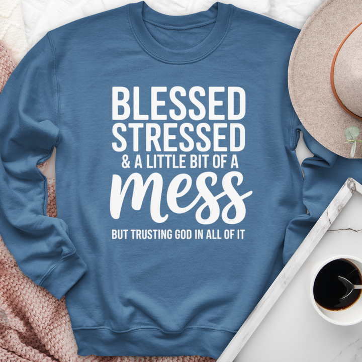 Blessed Stressed & A Little Bit Of A Mess Crewneck