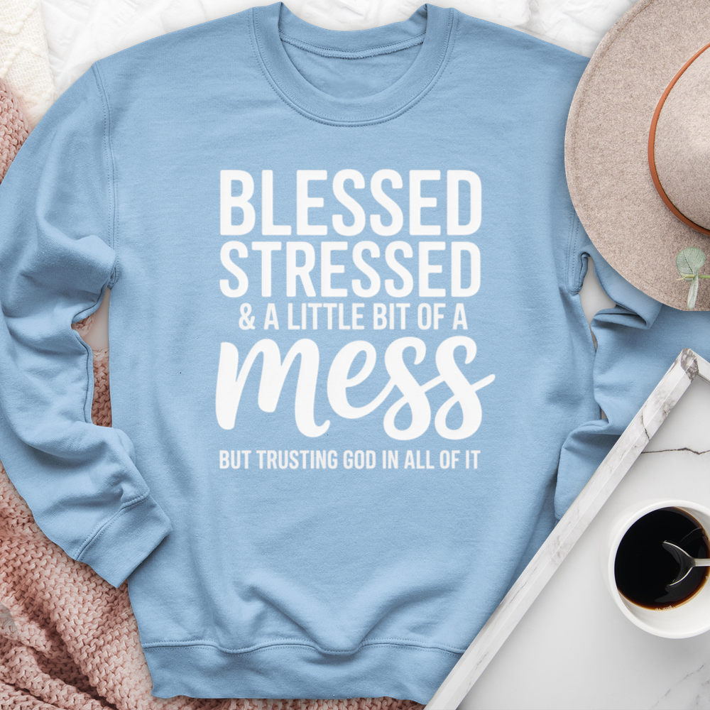 Blessed Stressed & A Little Bit Of A Mess Crewneck