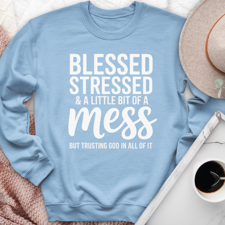 Blessed Stressed & A Little Bit Of A Mess Crewneck